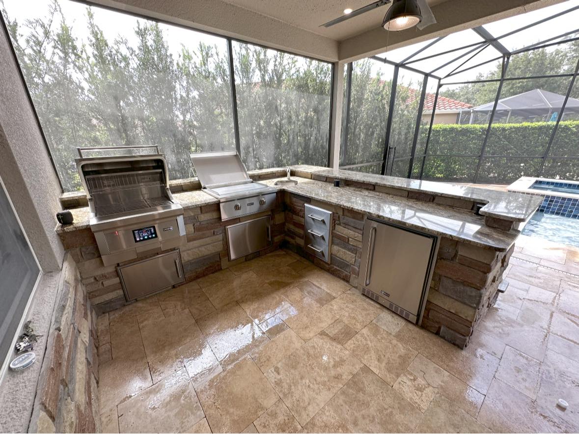 Custom Outdoor Kitchen with Built-In Pellet Grill – Lakeland, FL